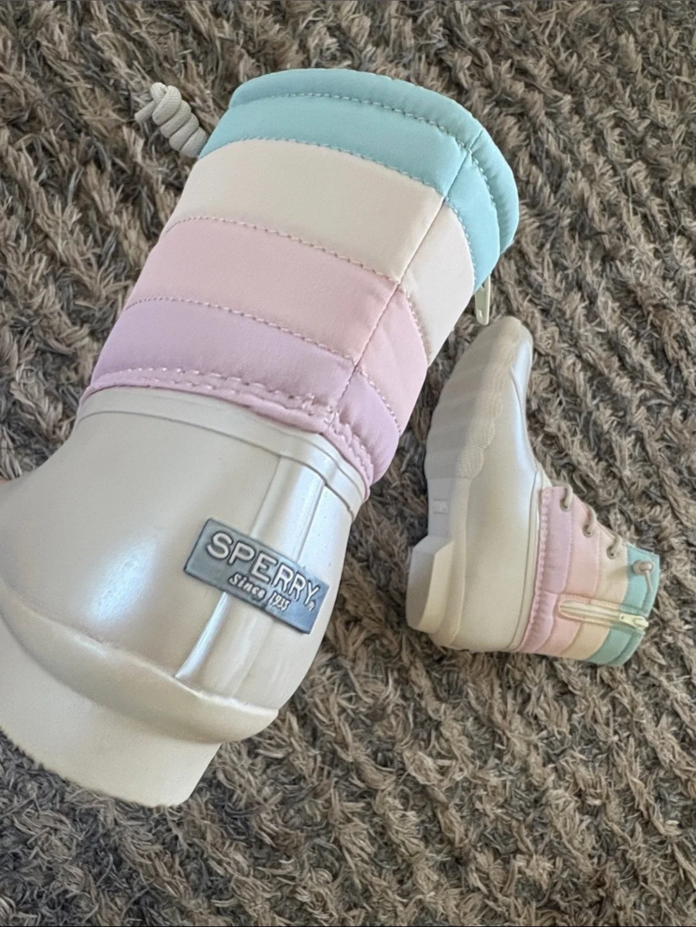 New Perry Saltwater Duck Boots Pastel Multi Youth 5M EUR 37 Fit US Women’s 6 UK4